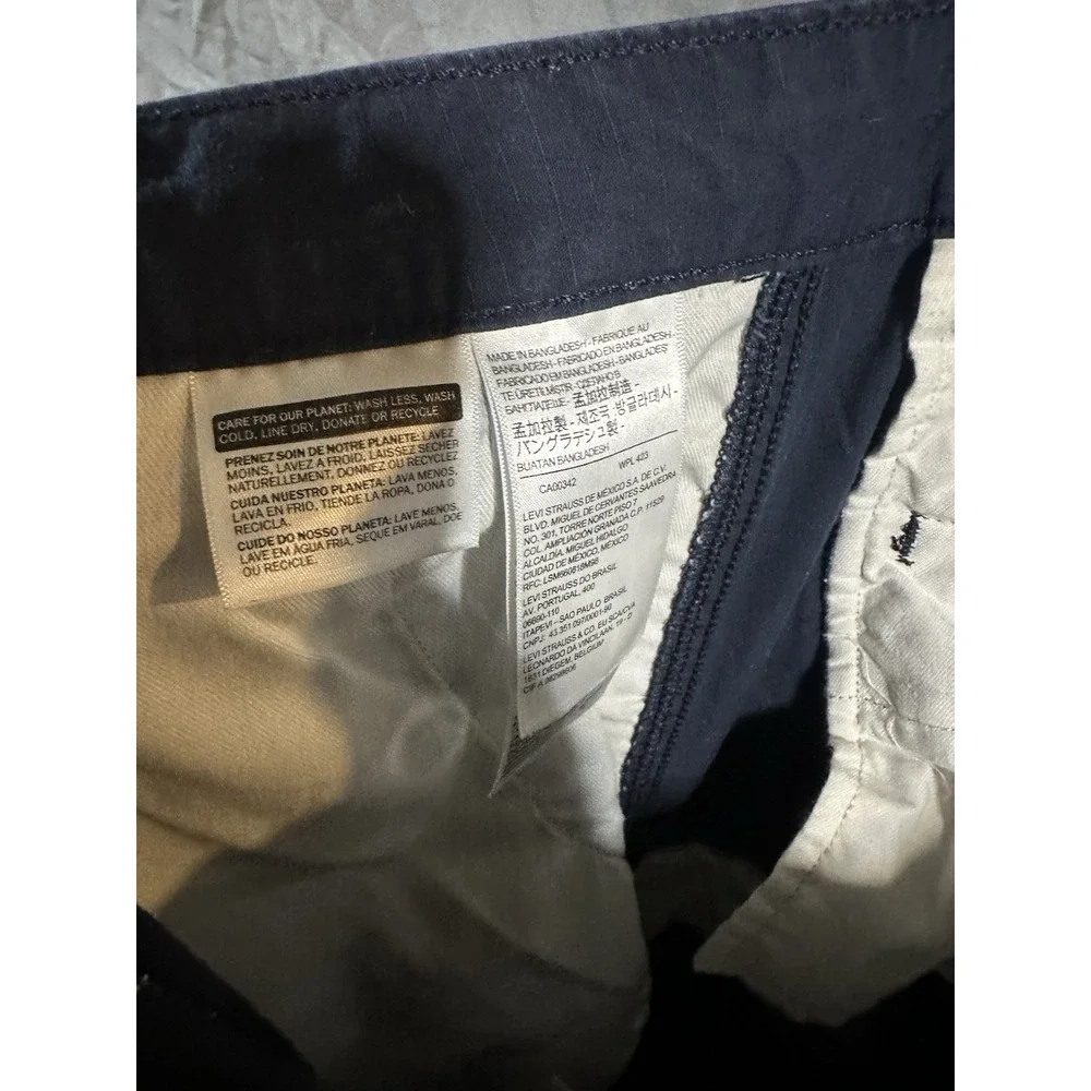 Levis Mens Navy Blue Ripstop Cargo Shorts Cotton Casual Outdoor 6-Pocket